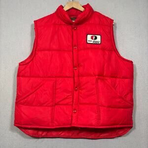 VTG Weathercaster Puffer Vest Red Jacket Pumps Large XL Retro Grunge Winter Warm